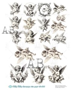 Hârtie de orez – Angels with Flowers – A4