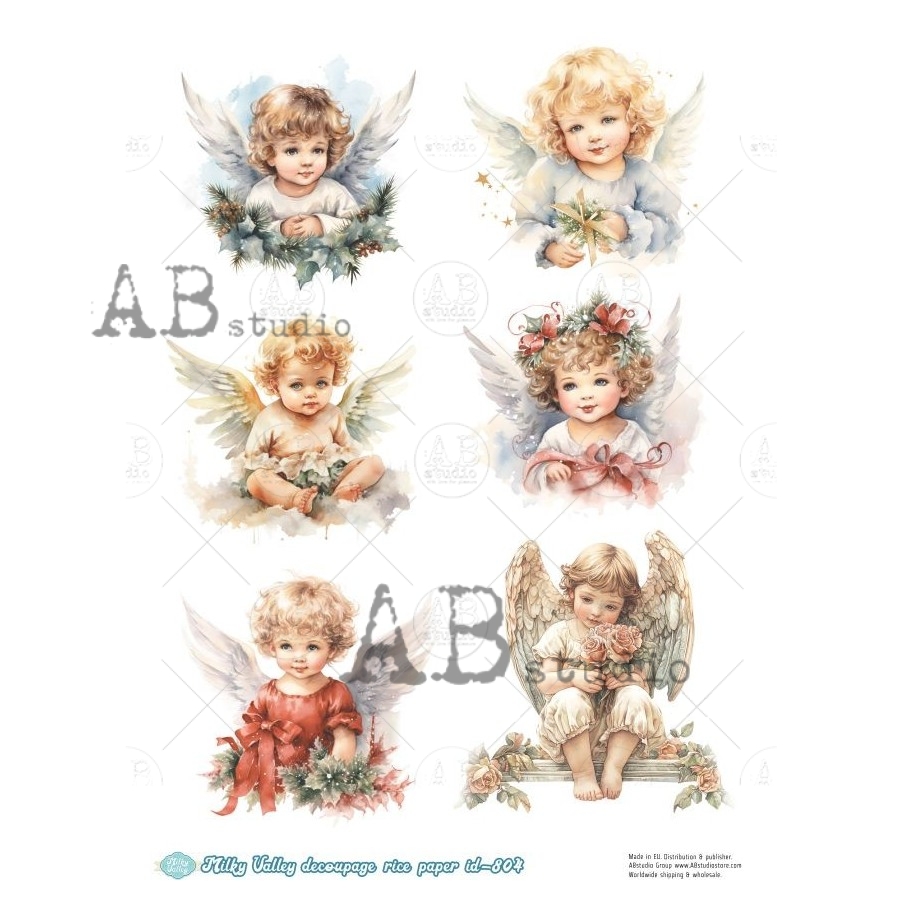 Hârtie de orez – Christmas Angels – A4 1 Hârtie de orez – Christmas Angels – A4
