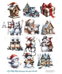 Hârtie de orez – Christmas Illustrations – A4