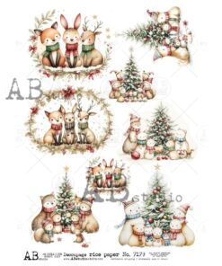 Hârtie de orez – Christmas Little Friends – A4