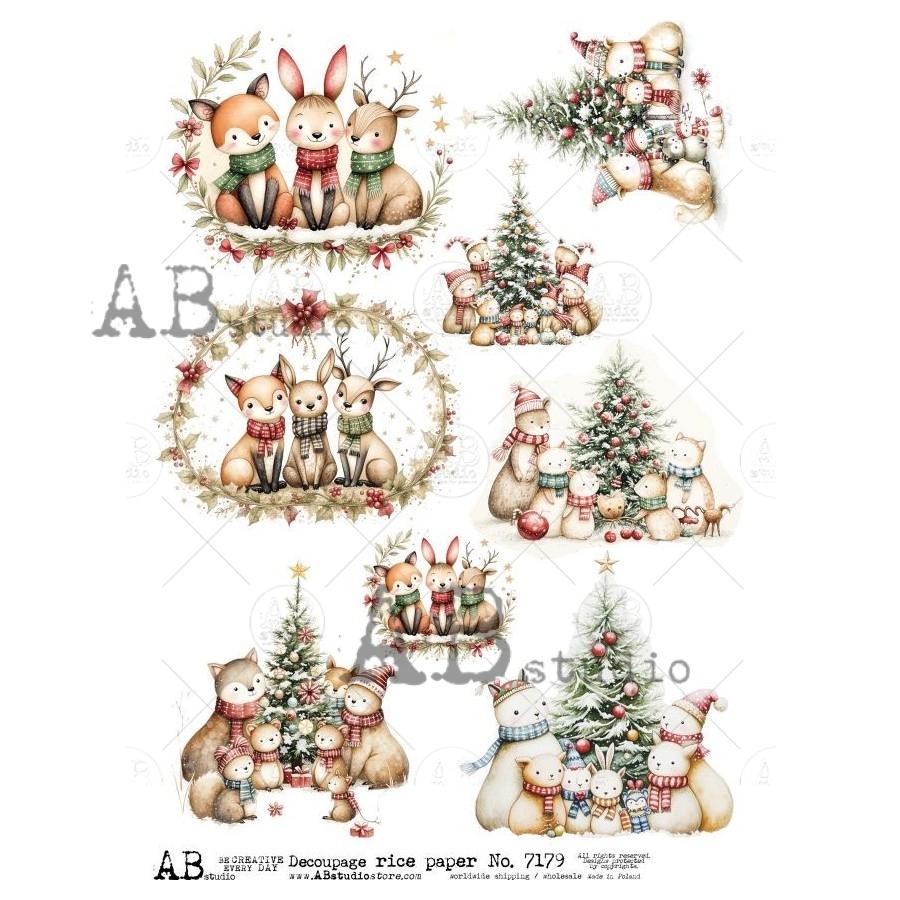 Hârtie de orez – Christmas Little Friends – A4 1 Hârtie de orez – Christmas Little Friends – A4