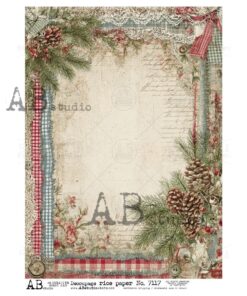 Hârtie de orez – Christmas Rustic Frame – A4