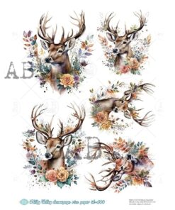 Hârtie de orez – Deer with Flowers – A4