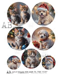 Hârtie de orez – Pets in the Christmas – A4