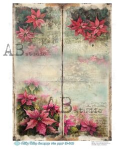 Hârtie de orez – Poinsettia Vintage 2 – A4