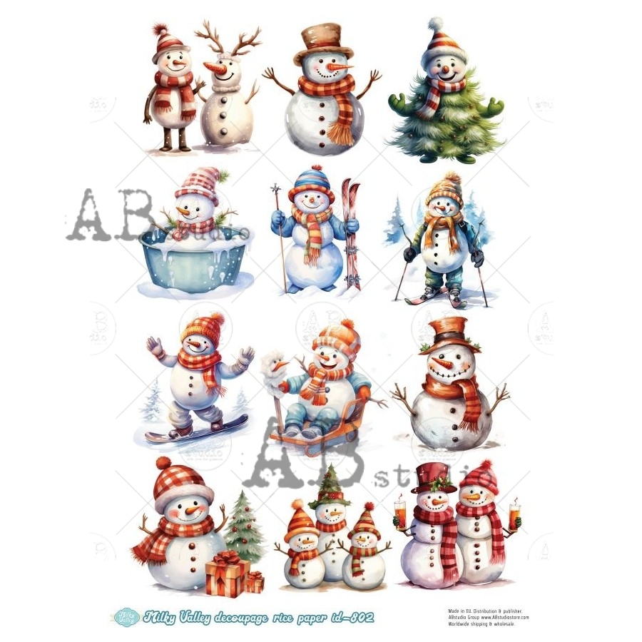 Hârtie de orez – The Snowmen – A4 1 Hârtie de orez – The Snowmen – A4