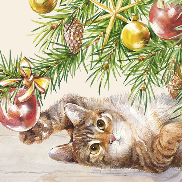 Șervețel - Christmas Cat - 33x33 cm 1 Șervețel - Christmas Cat - 33x33 cm