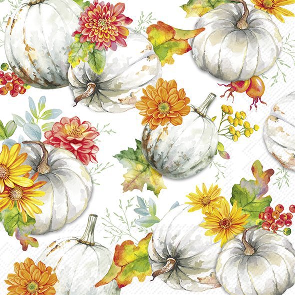 Șervețel - Cucurbita and Flowers - 33x33 cm 1 Șervețel - Cucurbita and Flowers - 33x33 cm
