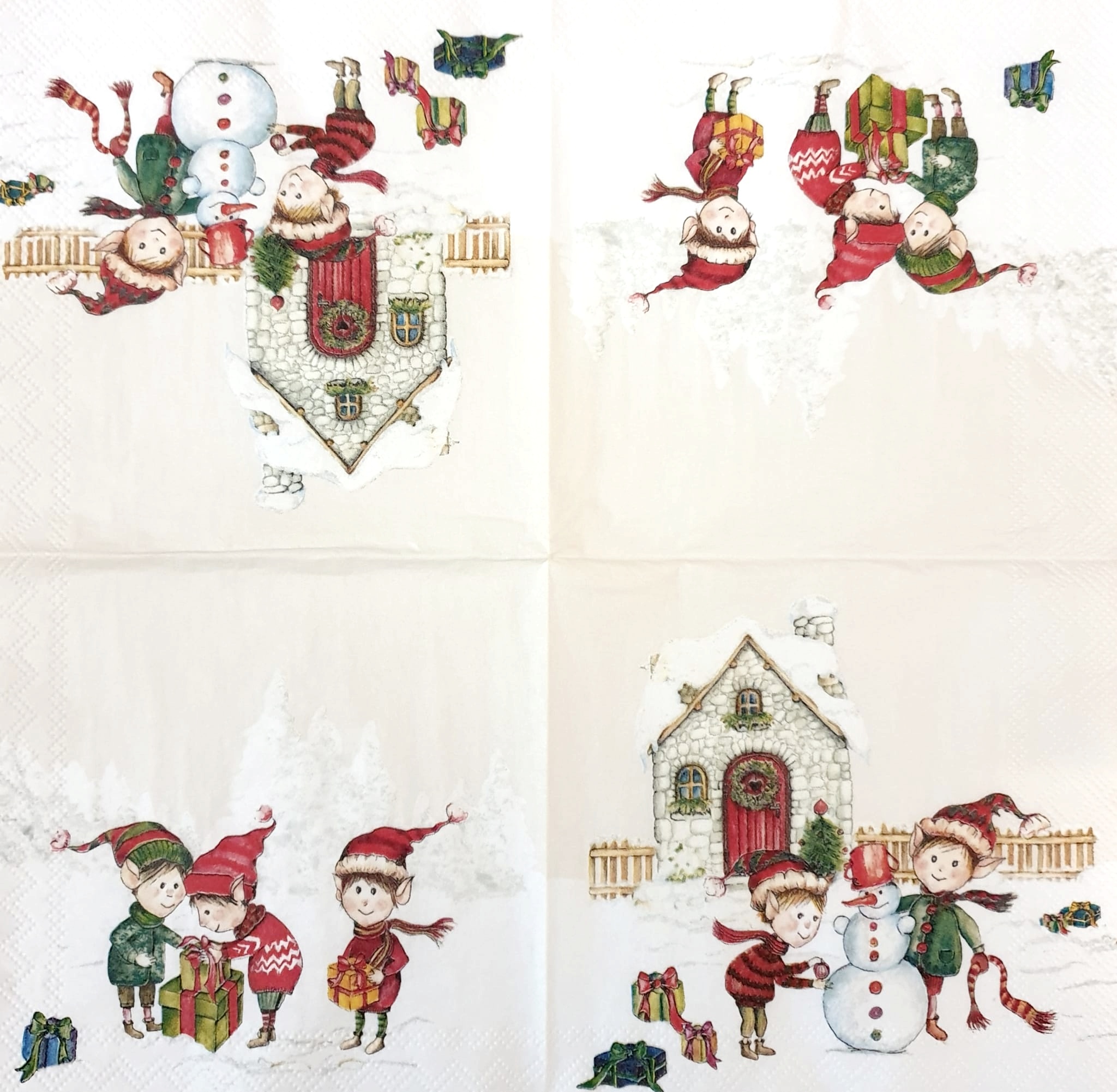 Șervețel - Elves at Work - 25x25 cm 2 Șervețel - Elves at Work - 25x25 cm - imagine 2