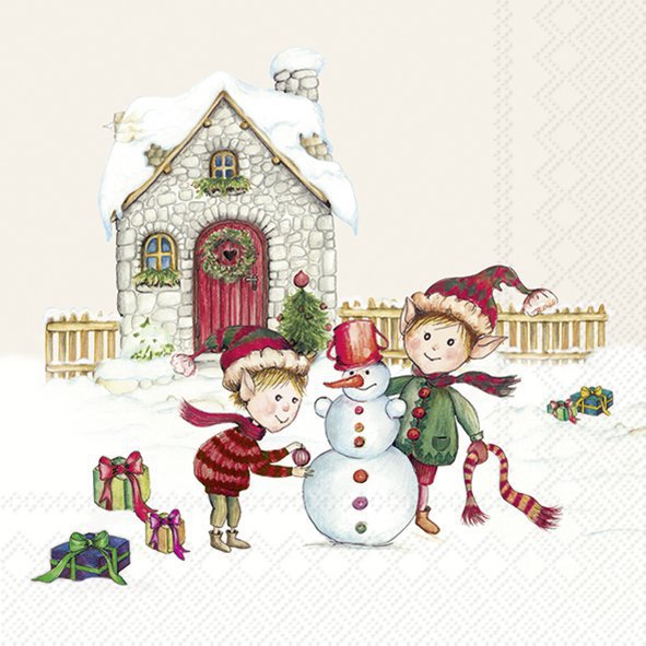 Șervețel - Elves at Work - 25x25 cm 1 Șervețel - Elves at Work - 25x25 cm