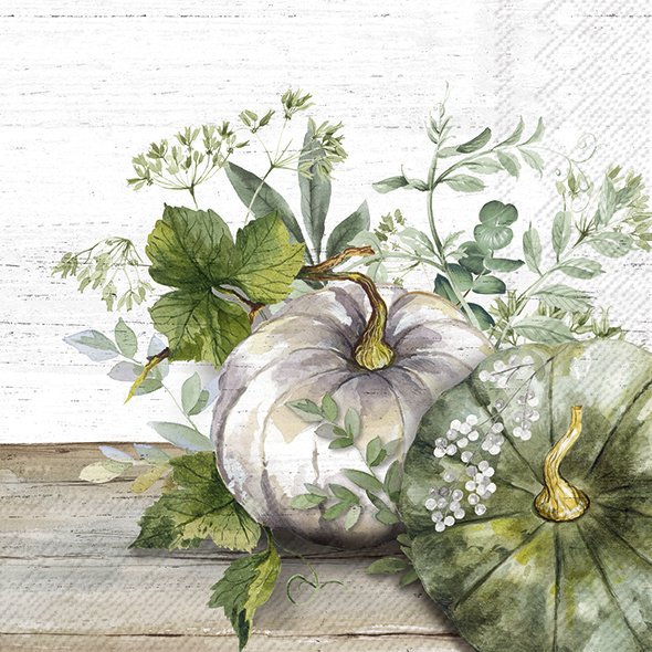 Șervețel - Green & White Pumpkin - 33x33 cm 1 Șervețel - Green & White Pumpkin - 33x33 cm