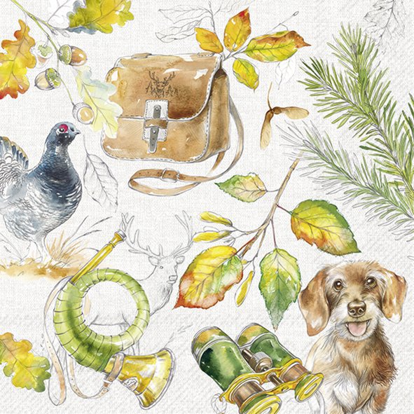 Șervețel - Hunting light grey - 33x33 cm 1 Șervețel - Hunting light grey - 33x33 cm