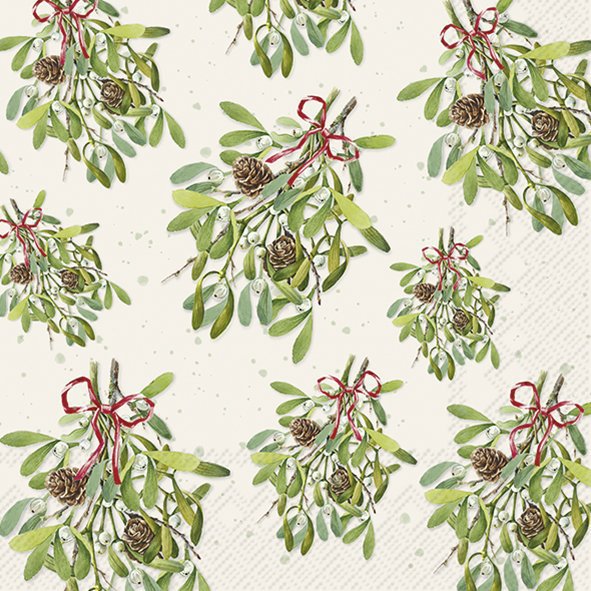 Șervețel - Mistletoes cream - 33x33 cm 1 Șervețel - Mistletoes cream - 33x33 cm