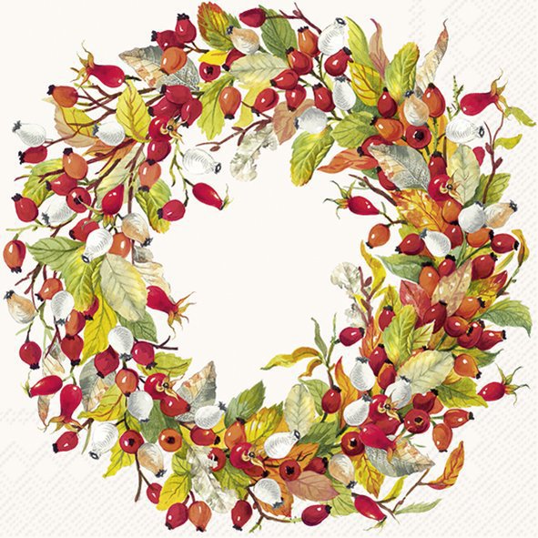 Șervețel - Rose Hip Wreath - 33x33 cm 1 Șervețel - Rose Hip Wreath - 33x33 cm