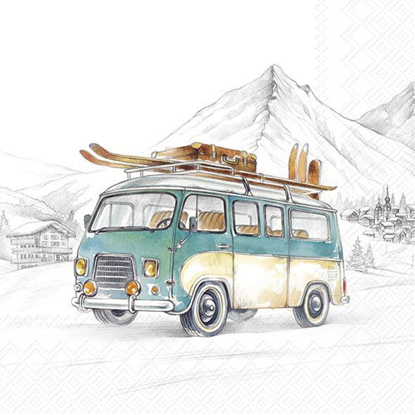 Șervețel - Ski Adventures - 25x25 cm 2 Șervețel - Ski Adventures - 25x25 cm - imagine 2