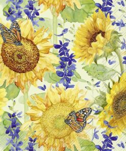 Șervețel - Sunflower and Larkspur - 33x33 cm