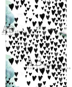 Hârtie de orez - Black Hearts - A4