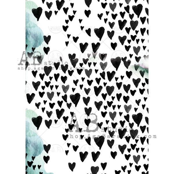 Hârtie de orez - Black Hearts - A4 1 Hârtie de orez - Black Hearts - A4
