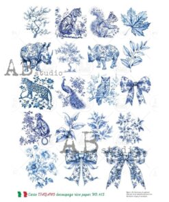 Hârtie de orez - Blue Elements - A4