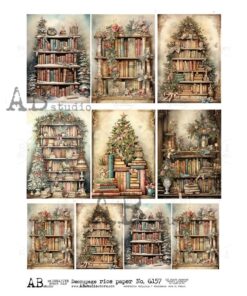 Hârtie de orez - Christmas Library - A4