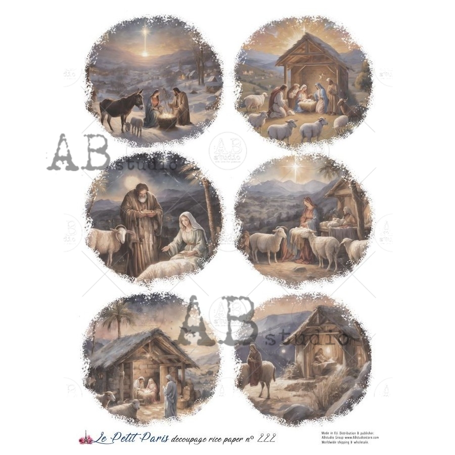 Hârtie de orez - Holly Night - A4 1 Hârtie de orez - Holly Night - A4