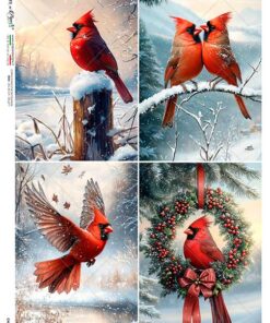 Hârtie de orez - Red Cardinal - A5