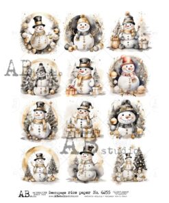 Hârtie de orez - The Snowmen gold - A4