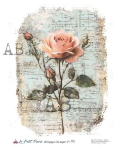 Hârtie de orez - Vintage Rose2 - A4