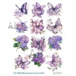 Hârtie de orez - Violet Butterflies - A4