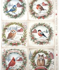 Hârtie de orez - Winter Rustic Wreath 2 - A4