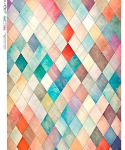 Hârtie de orez – Multicolour Diamond Pattern – A4