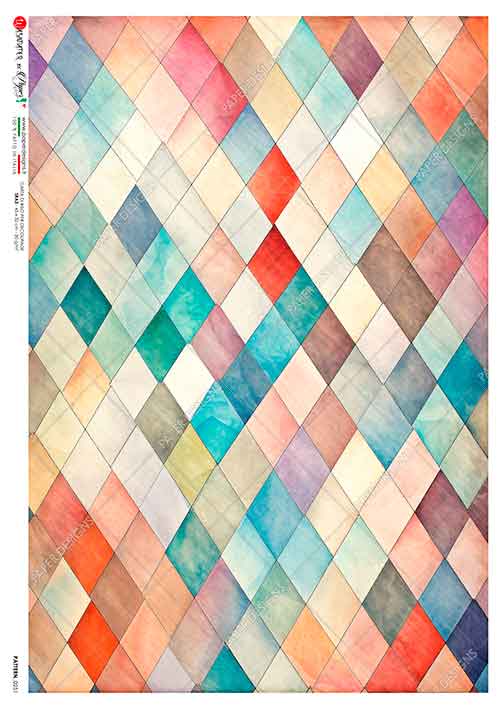 Hârtie de orez – Multicolour Diamond Pattern – A4 1 Hârtie de orez – Multicolour Diamond Pattern – A4