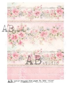 Hârtie de orez - Flowers Border - A4