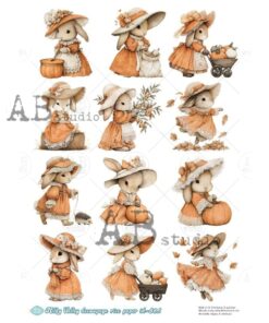 Hârtie de orez – Bunny in Autumn Mood - A4