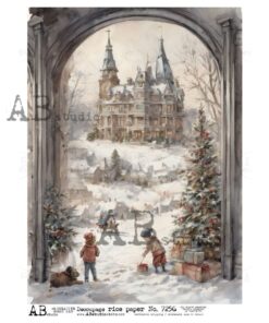 Hârtie de orez – Children in Winter – A4