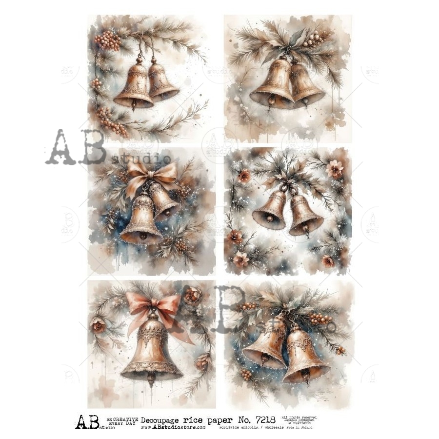 Hârtie de orez – Christmas Bells – A4 1 Hârtie de orez – Christmas Bells – A4