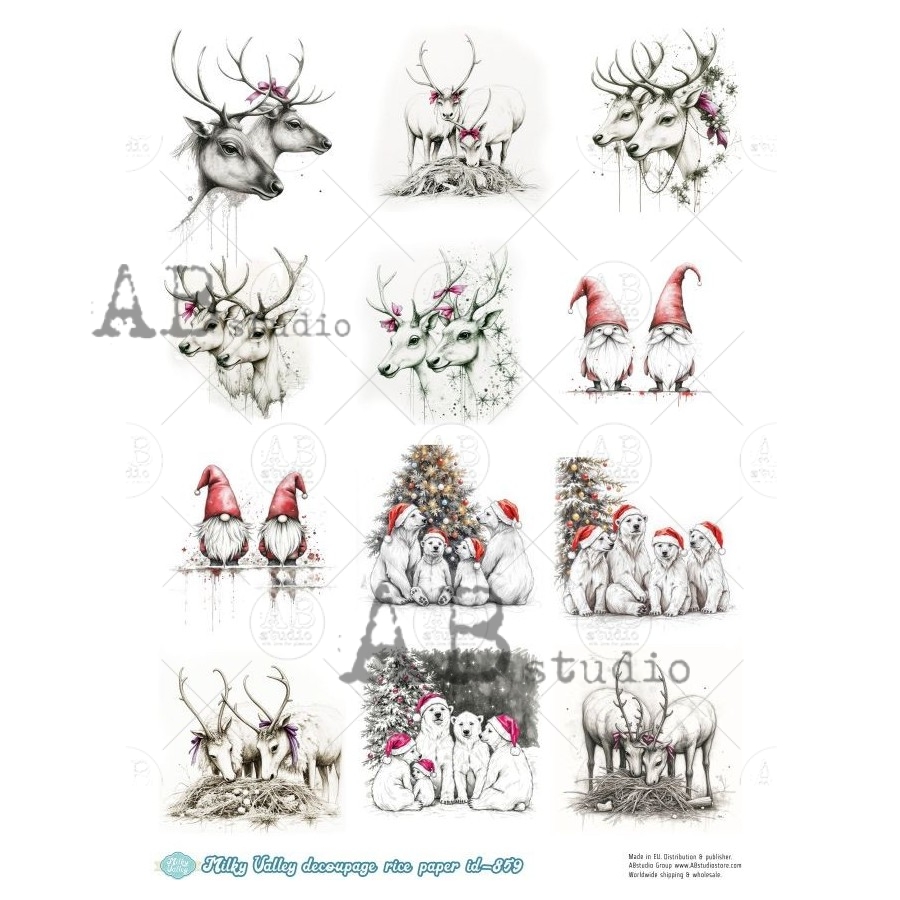 Hârtie de orez – Deers and Polar Bears - A4 1 Hârtie de orez – Deers and Polar Bears - A4
