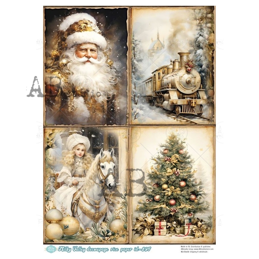 Hârtie de orez – Gold Christmas 2 – A4 1 Hârtie de orez – Gold Christmas 2 – A4