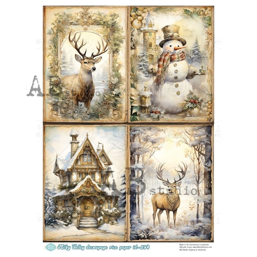 Hârtie de orez – Gold Christmas in 4 acts - A4 1 Hârtie de orez – Gold Christmas in 4 acts - A4