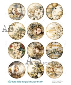 Hârtie de orez – Gold Christmas – A4