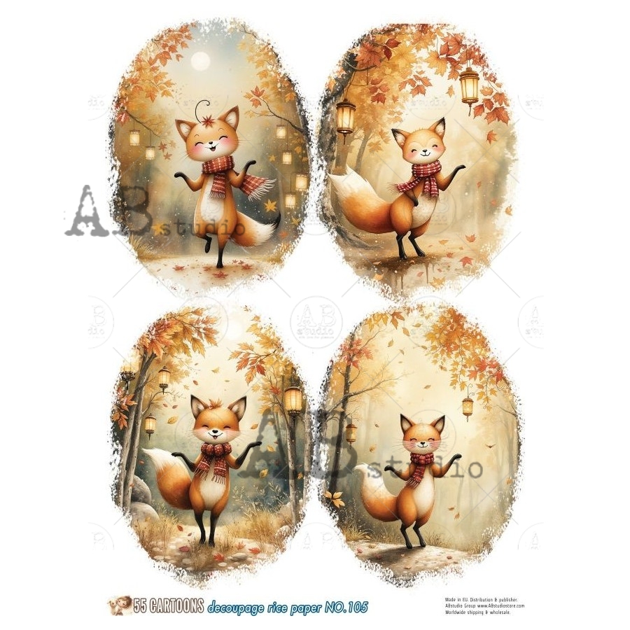Hârtie de orez – Happy Foxy - A4 1 Hârtie de orez – Happy Foxy - A4