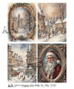 Hârtie de orez – Medallion with Santa 2 – A4