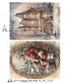 Hârtie de orez – Medallion with Santa – A4