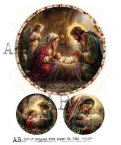 Hârtie de orez – Medallions Birth of Jesus 2 - A4