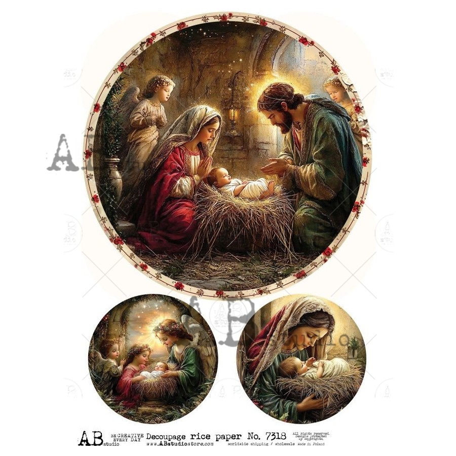Hârtie de orez – Medallions Birth of Jesus 2 - A4 1 Hârtie de orez – Medallions Birth of Jesus 2 - A4