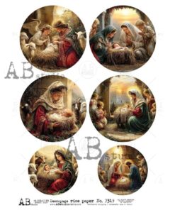 Hârtie de orez – Medallions Birth of Jesus - A4