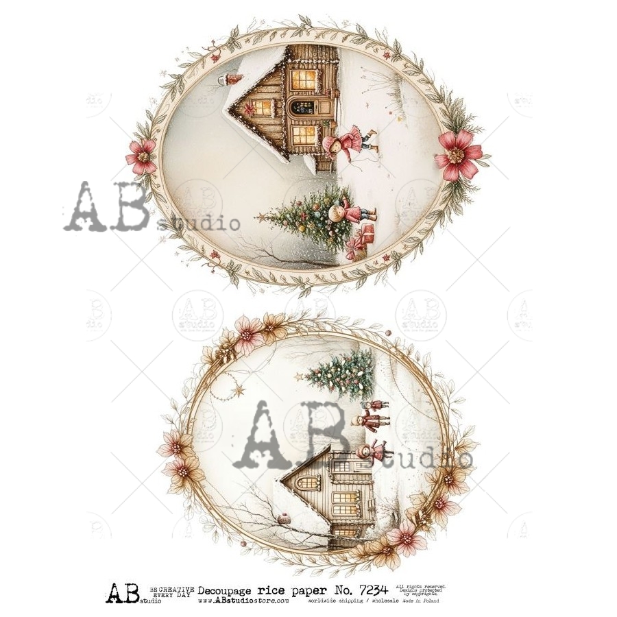 Hârtie de orez – Medallions with Children Playing – A4 1 Hârtie de orez – Medallions with Children Playing – A4