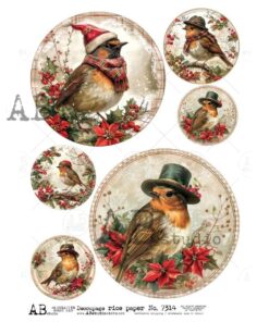 Hârtie de orez – Medallions with Robin 2 - A4