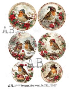 Hârtie de orez – Medallions with Robin 3 - A4