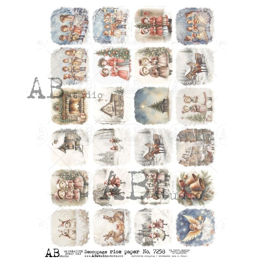 Hârtie de orez – Mini Christmas Scenes – A4 1 Hârtie de orez – Mini Christmas Scenes – A4
